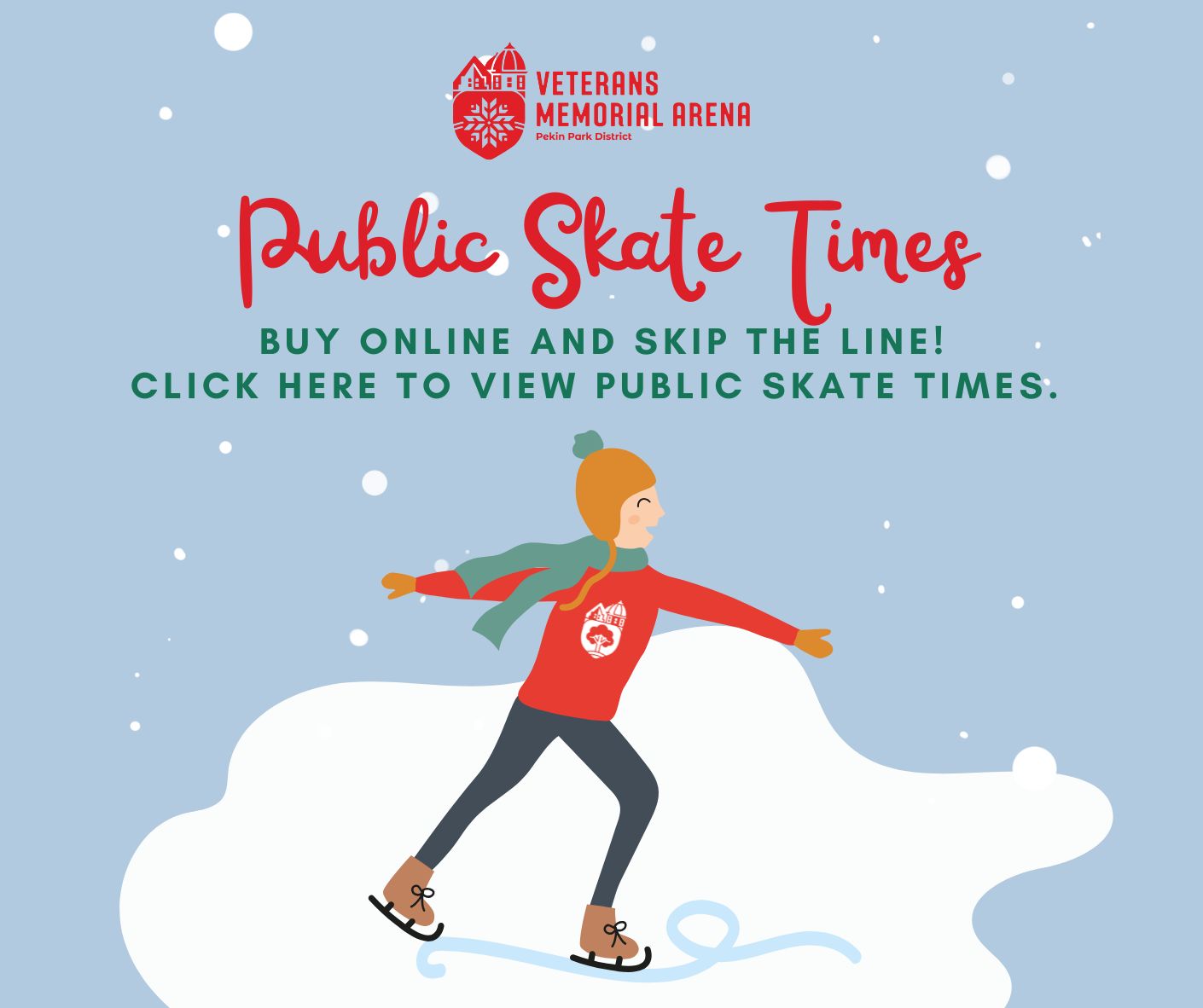 Public Skate Times at Veterans Memorial Arena - Button Link