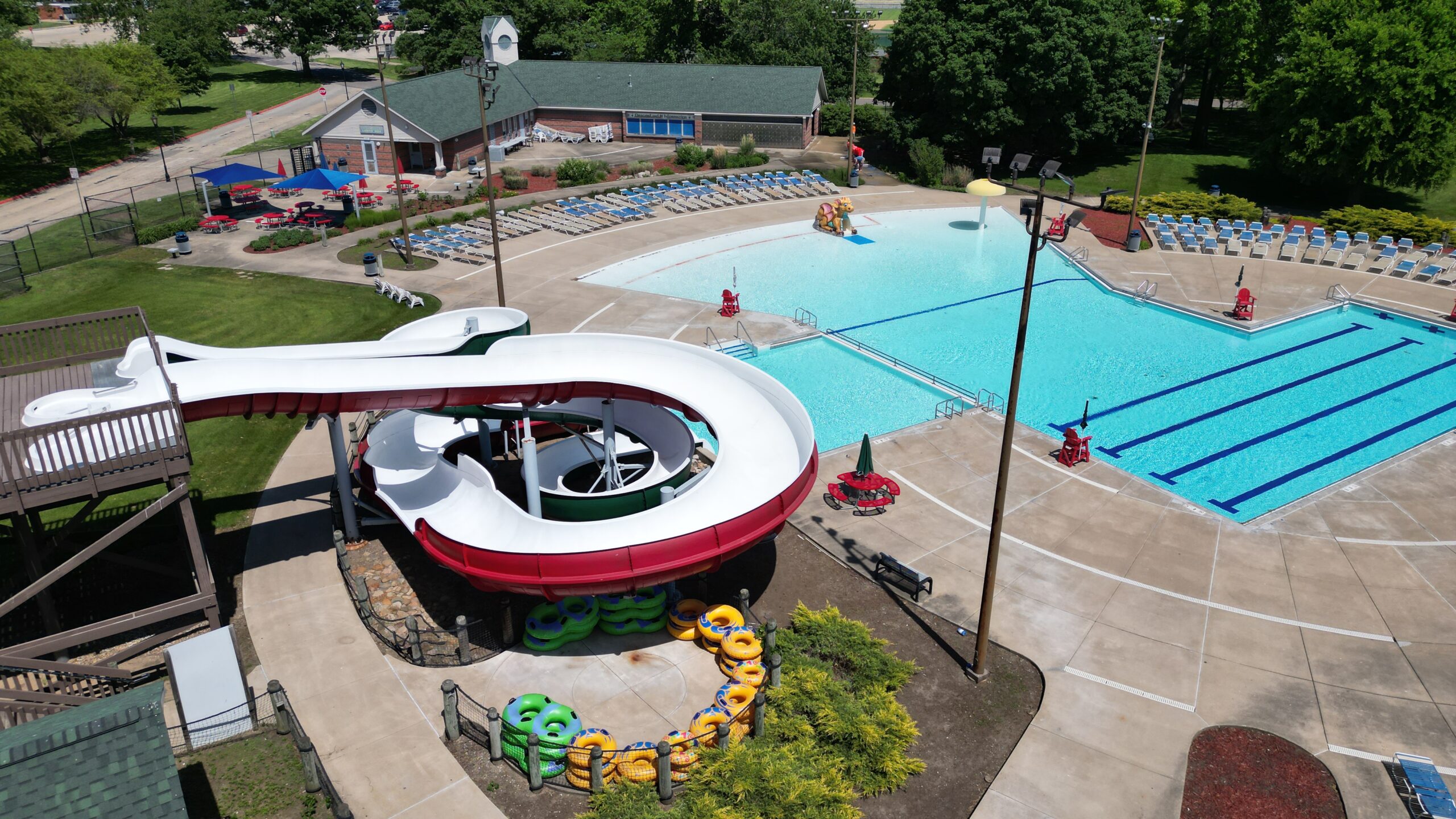 Aerial photo of an empty Dragonland Water Park